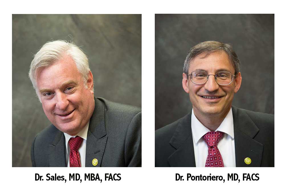 Portraits of two doctors wearing suits