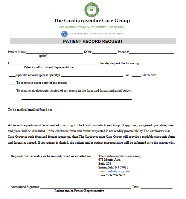 Thumbnail of Patient Request form for TCVCG